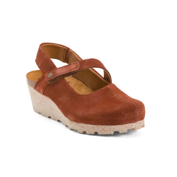 OTBT Rust Suede Prog Wedge Sandals - Picture 1 of 2